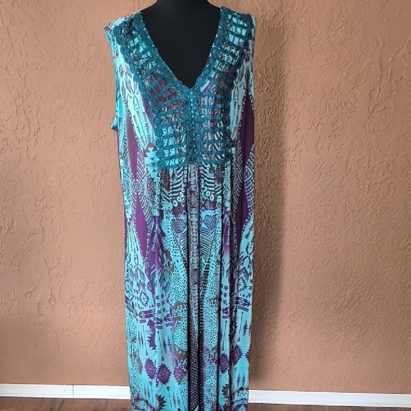 world unity woman Dresses & Skirts - Blue and Purple Sleeveless V-Neck Maxi Sundress Size 2X